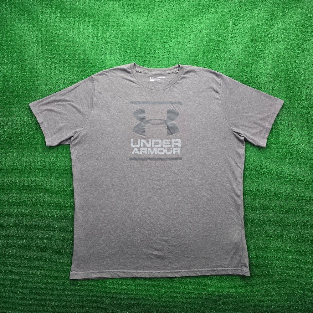 Under Armour HeatGear Graphic Tshirt Mens 2XL Gray Athletic Gym Training